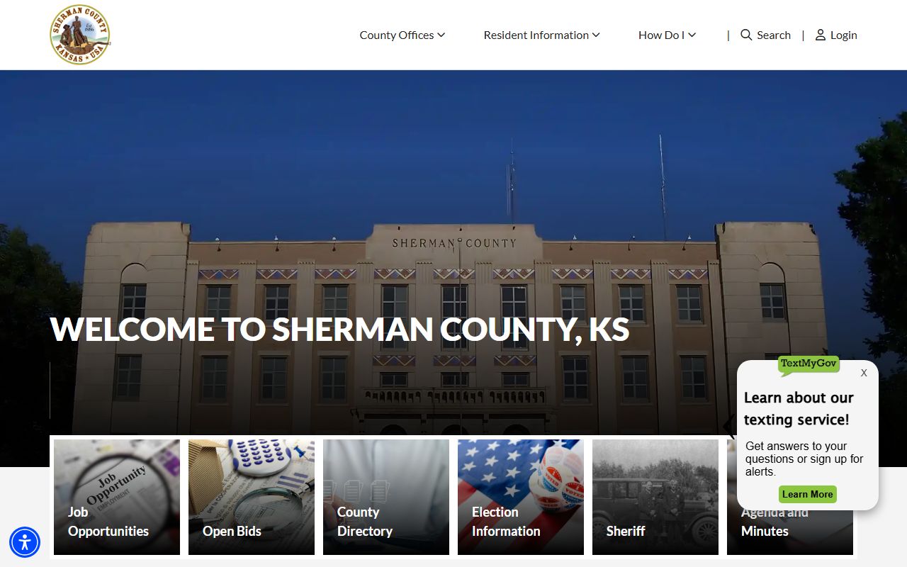 Sherman County Clerk of the District Court county homepage