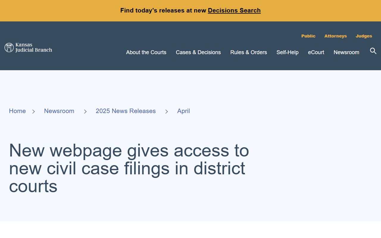 Sherman County court dockets Kansas new civil case filings news