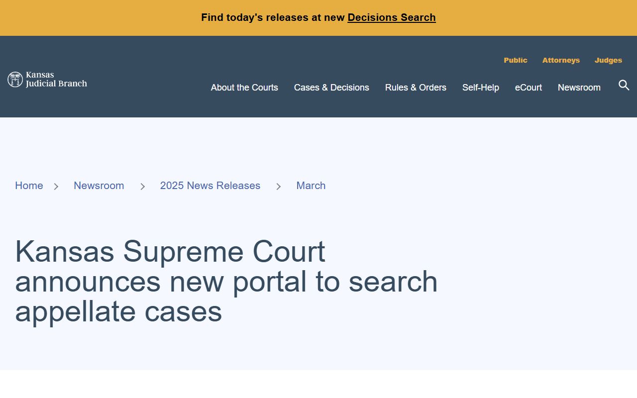 Sherman County court dockets Kansas appellate case search portal news