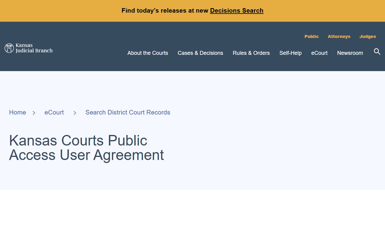 Sherman County court dockets Kansas public access portal agreement