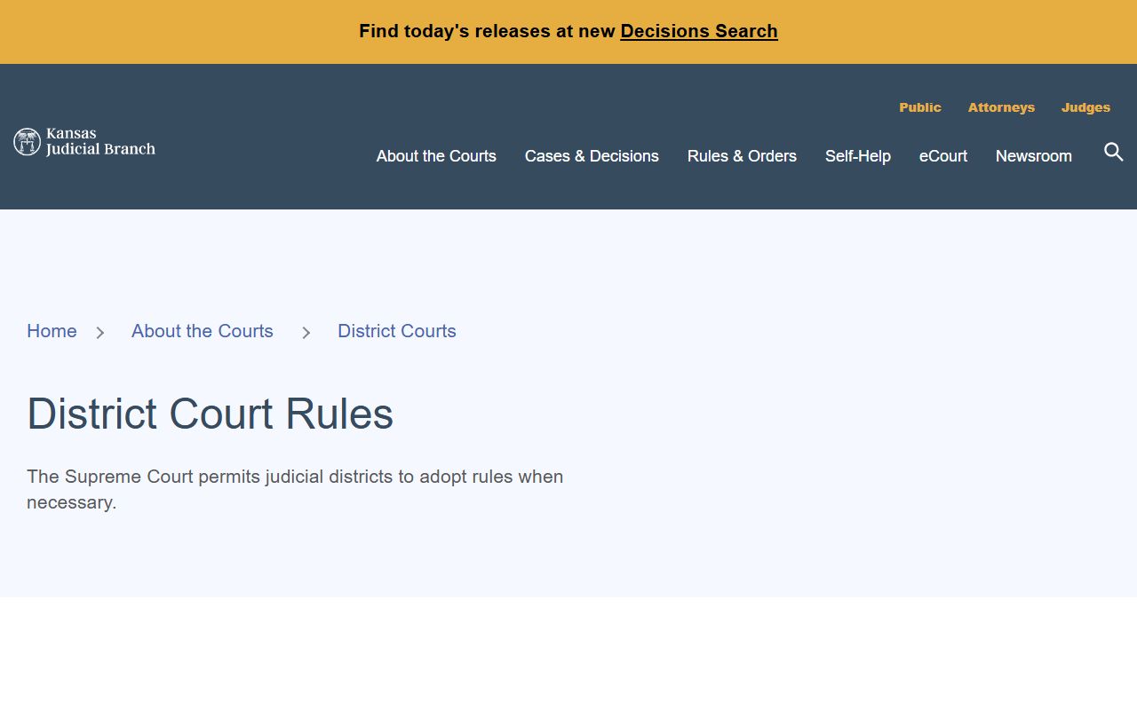 Sherman County District Court Kansas district court rules page