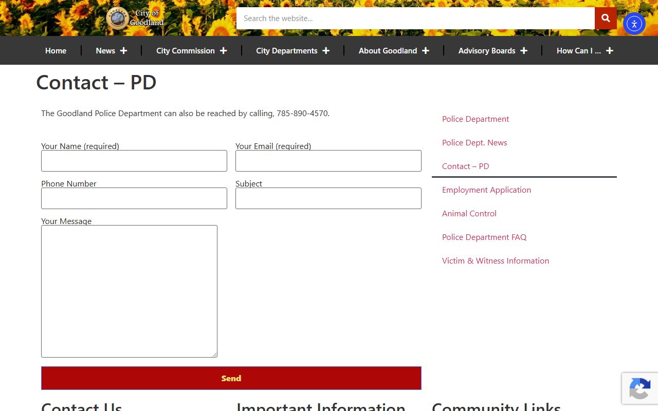 Sherman County inmate records and Goodland Police contact source