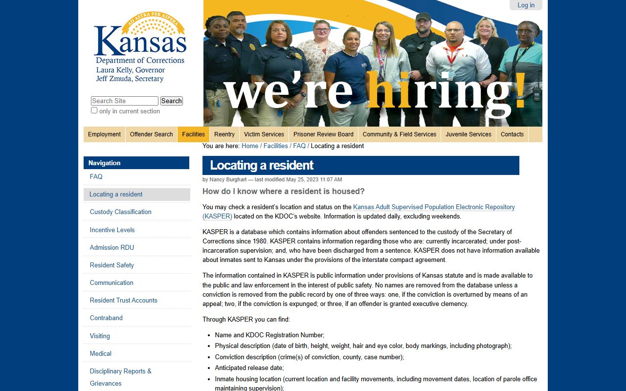 Sherman County inmate search and KDOC KASPER state prison lookup distinction