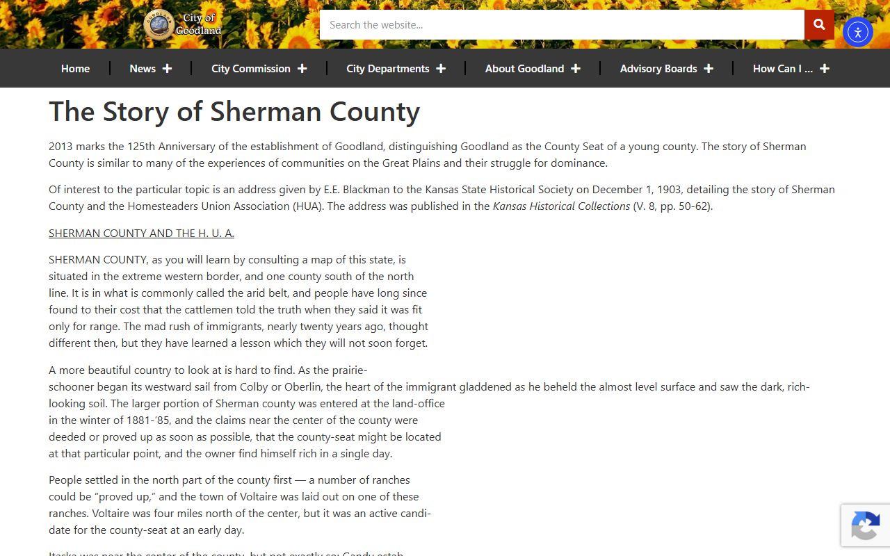 Sherman County probate records Goodland county seat history