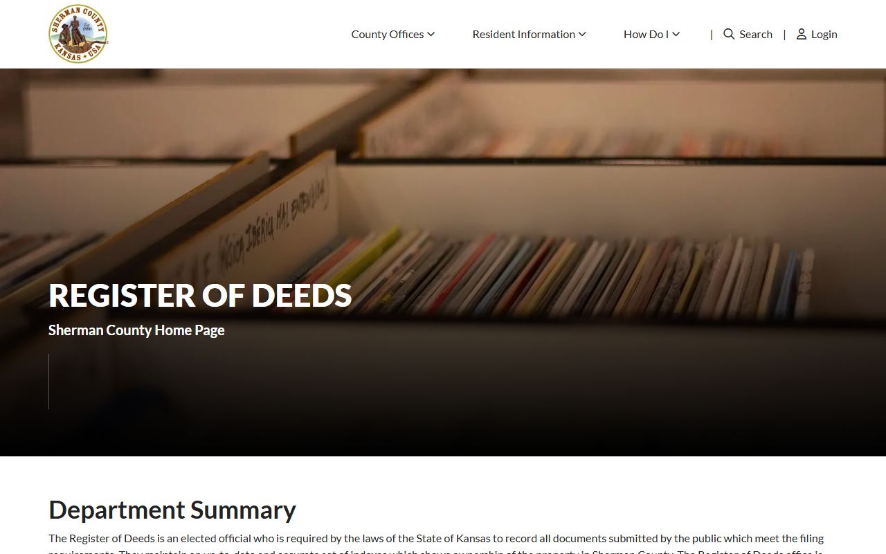 Sherman County probate records and Register of Deeds distinction