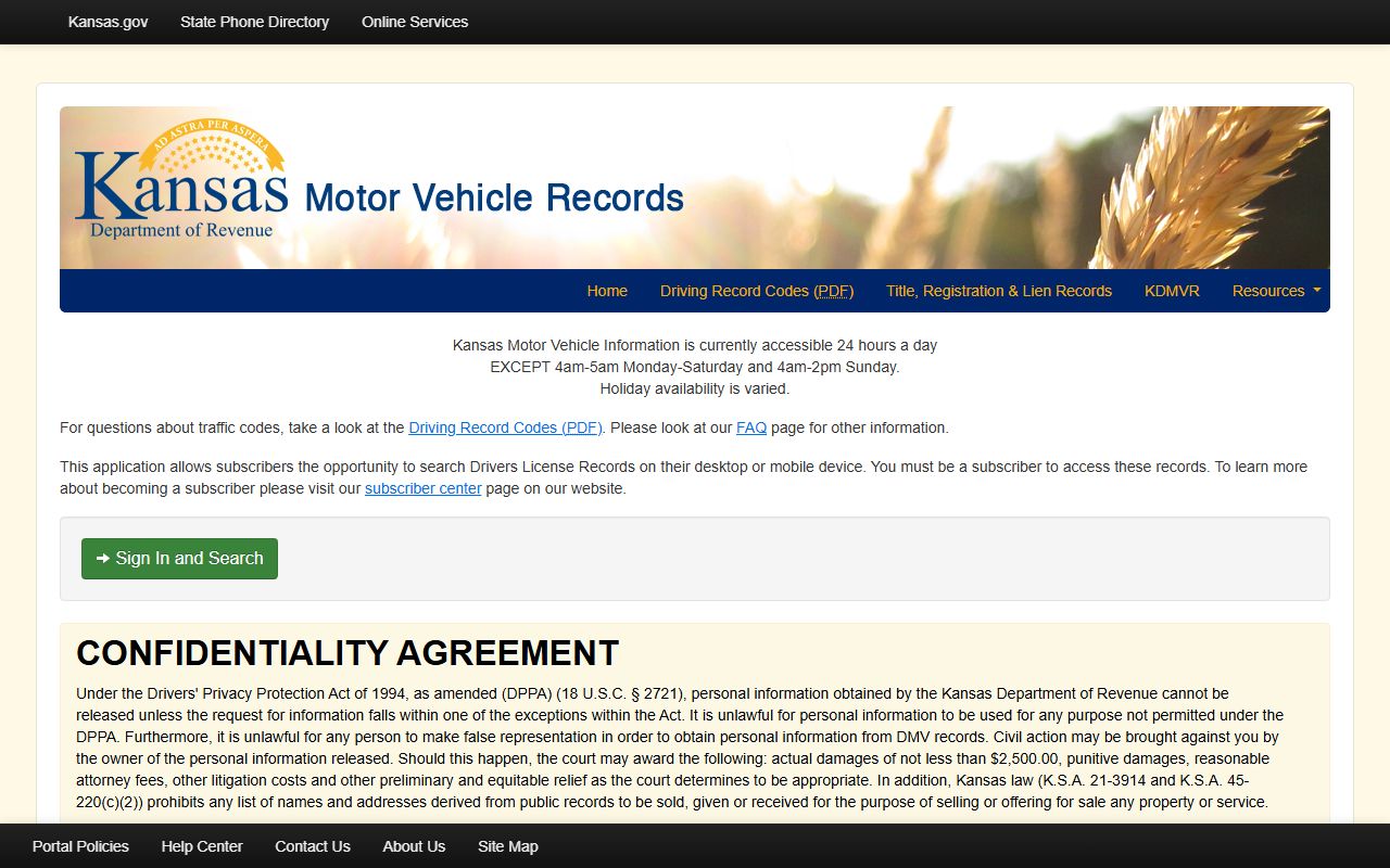 Sherman County traffic court records and Kansas motor vehicle record portal